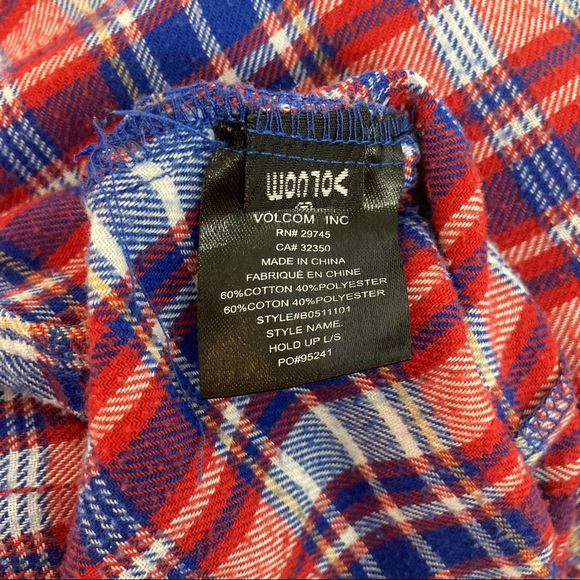 Volcom red plaid top with snaps - Picture 9 of 9
